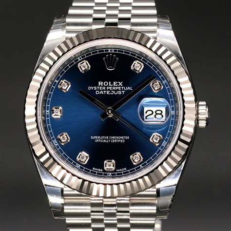 rolex blue face with diamonds|rolex datejust 41mm diamond dial.